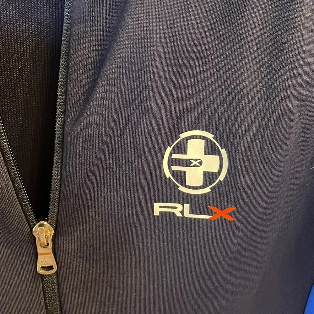 RALPH LAUREN X boys Med golf US OPEN zip up jersey jacket neon accents navy